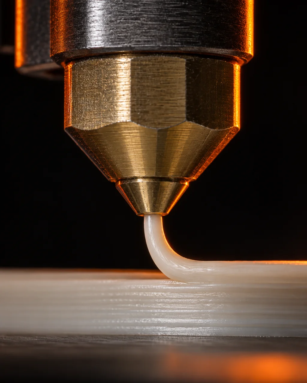 FDM nozzle laying a bead of PEEK